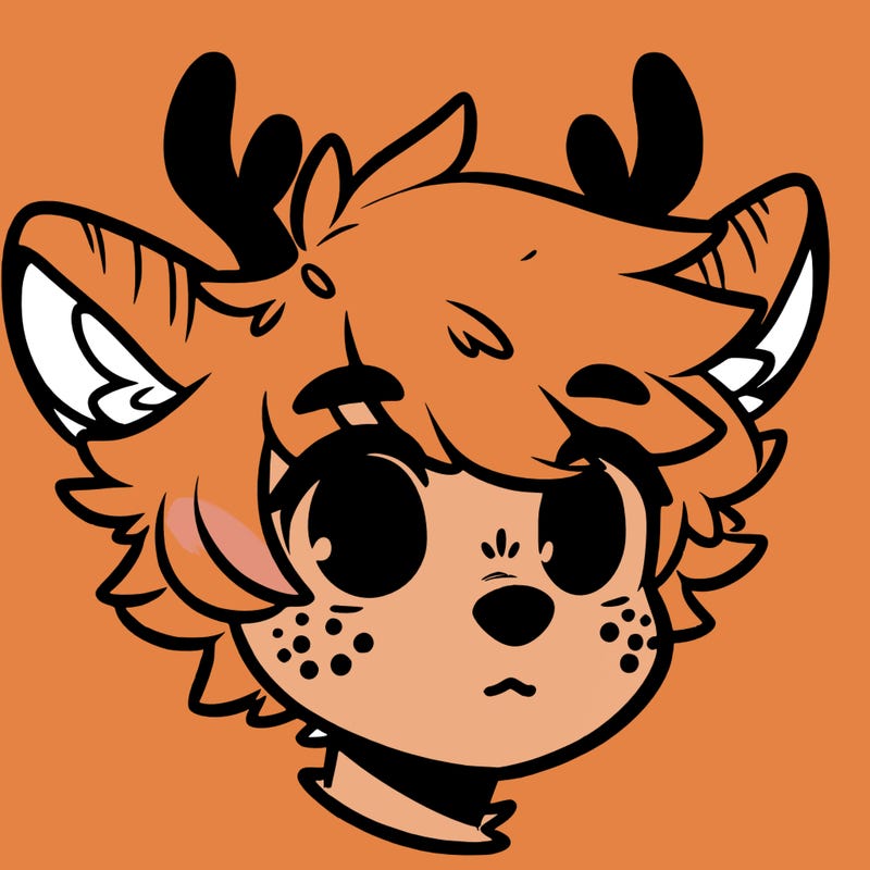 a humanoid deer with soft fluffy ears