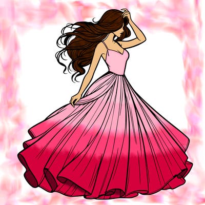 realistic woman with dress flowing in the wind