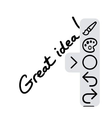 Paint - Draw & Sketch - A minimalist drawing app interface for Apple Watch showing a handwritten note and a vertical toolbar with creative tools like a brush and color palette.