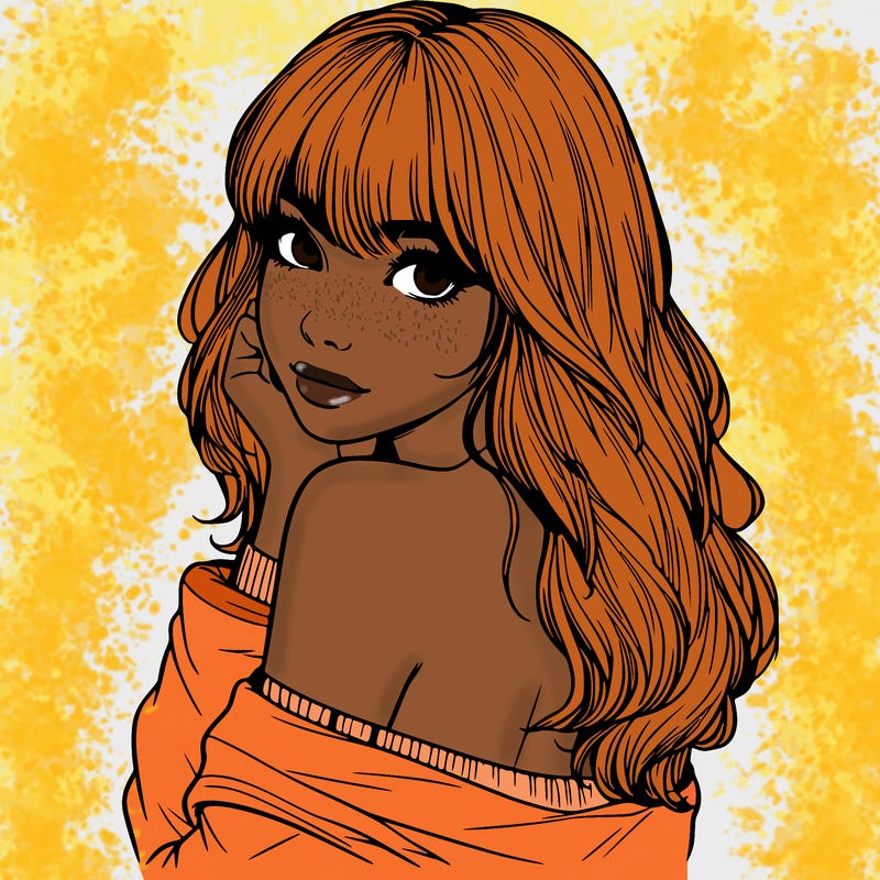 realistic girl with bangs looking over her shoulder