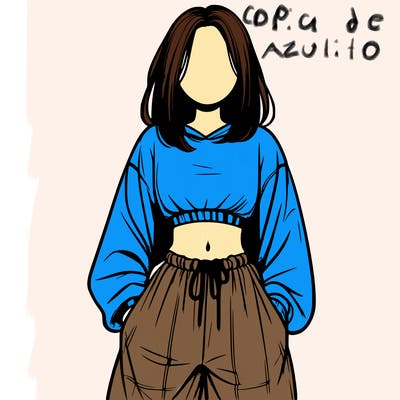 realistic girl faceless with baggy pants and a crop top