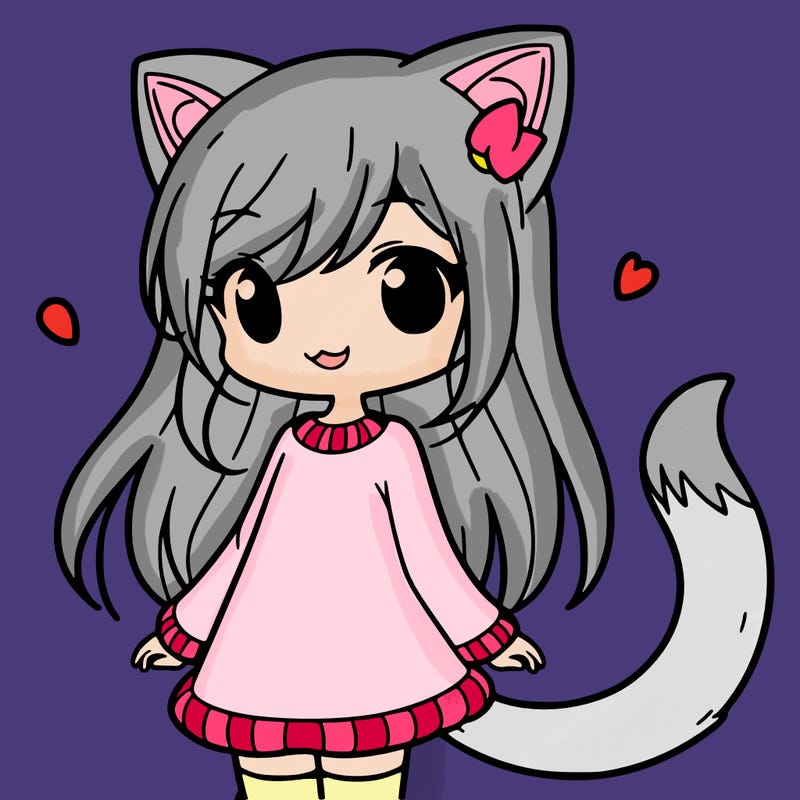 girl with cat ears and tail