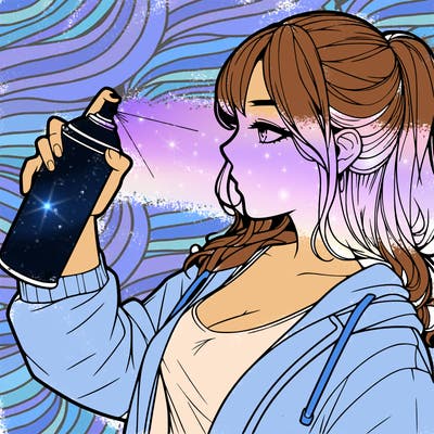 a realistic girl spray, painting