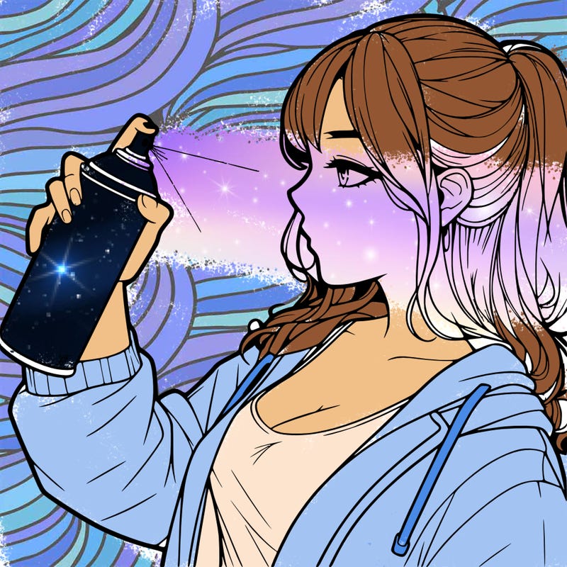 a realistic girl spray, painting