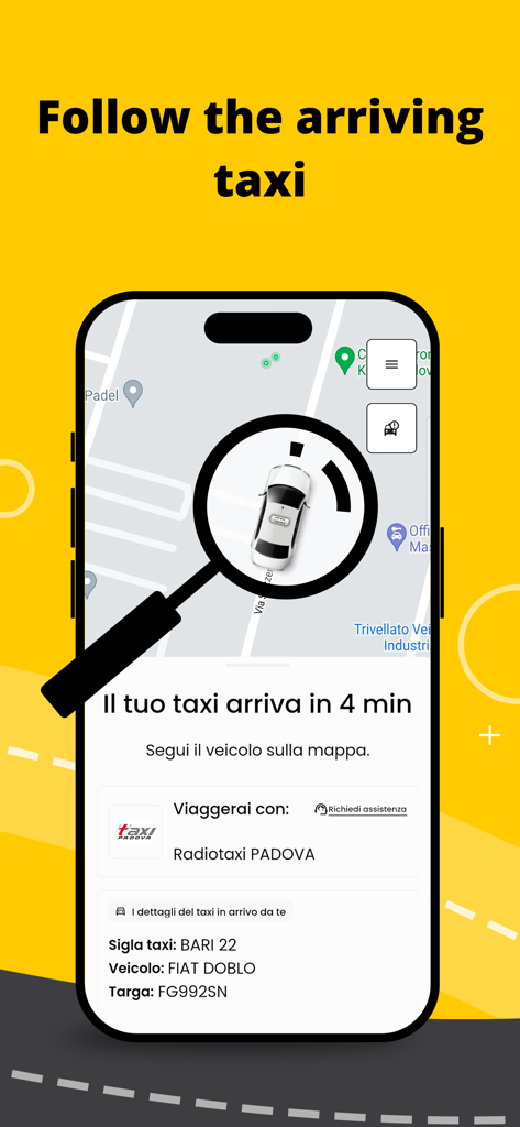 appTaxi - Book and Pay Taxis - Live-GPS-Ortung eines Taxis in der appTaxi-Mobil-App.