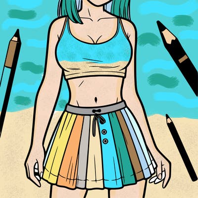 a woman wearing croptop and skirt