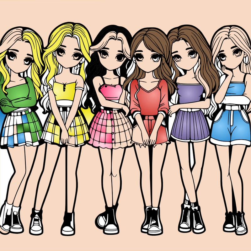 a group of girls realistic