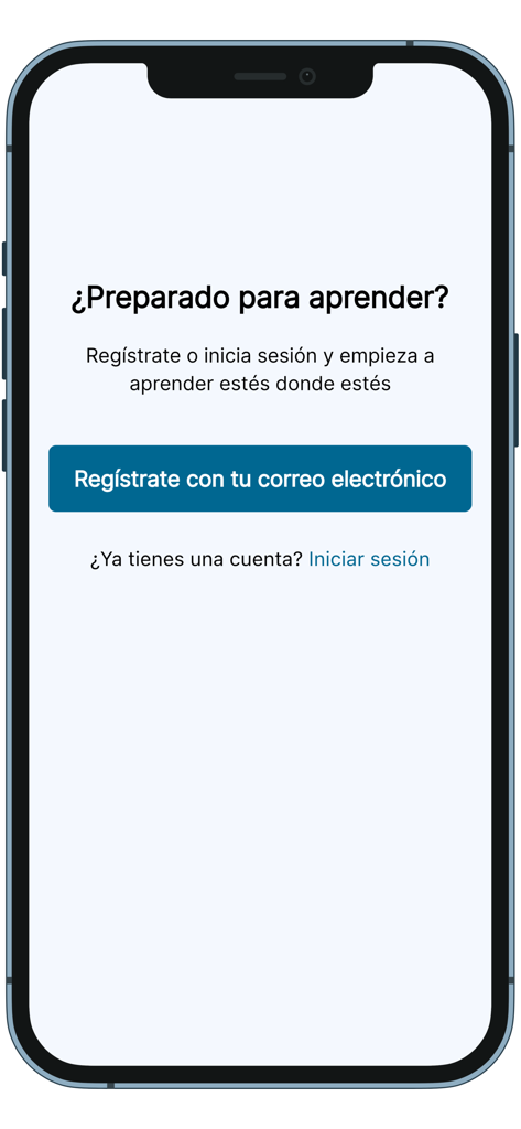Turiscool 앱 환영 화면, 스페인어로 된 등록 및 로그인 옵션 표시