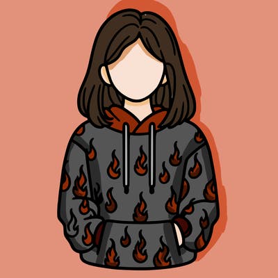 woman with fire hoodie