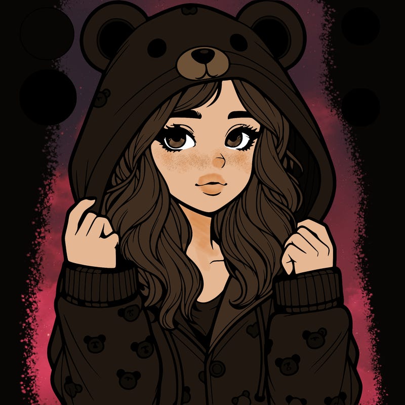 realistic girl in a animal pjs hoodie