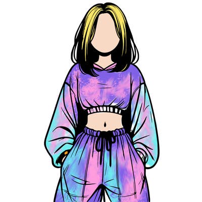 realistic girl faceless with baggy pants and a crop top