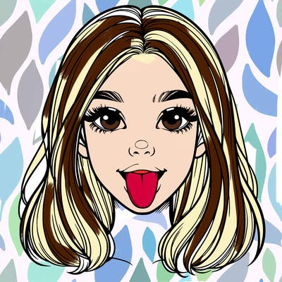 realistic girl with her tongue out