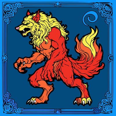 werewolf fantasy style thin outline