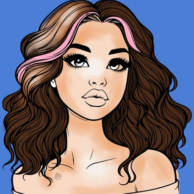 realistic girl with wavy hair and lips