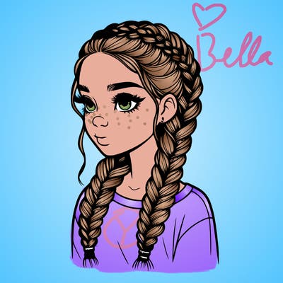 realistic girl with braids