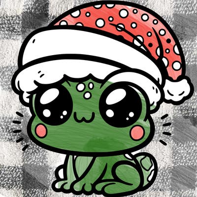 a cute frog wearing a santa hat