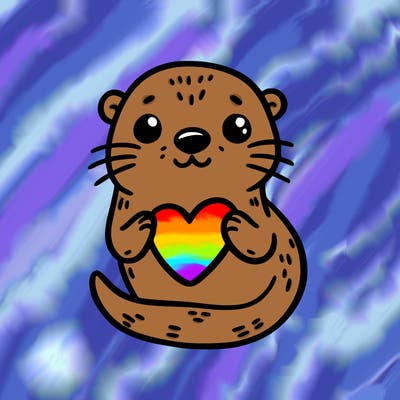 otter with a heart
