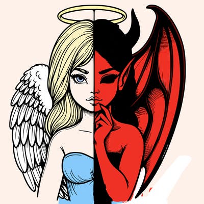 realistic angel half demon