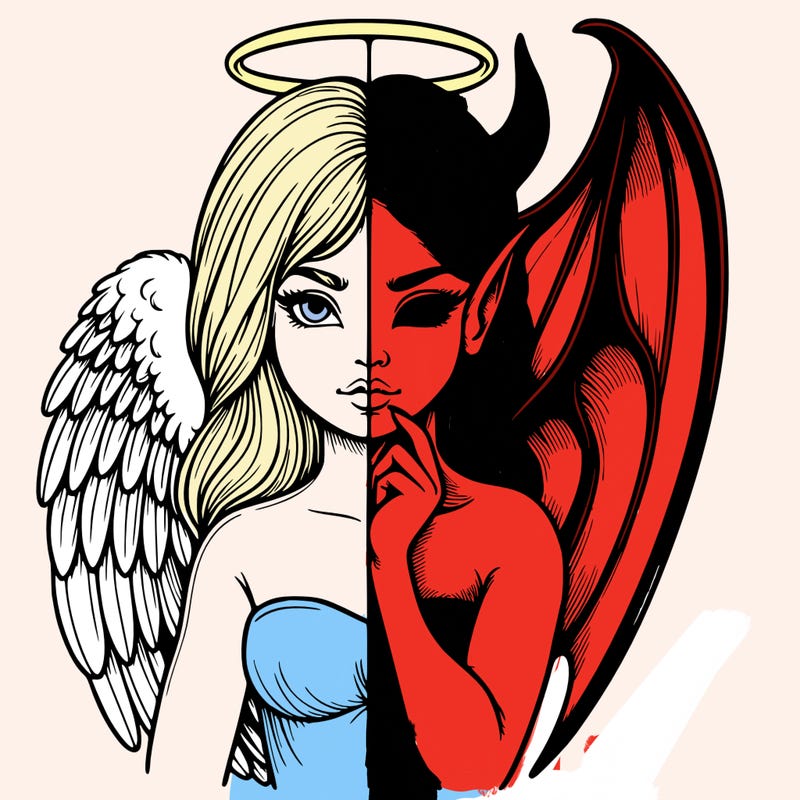 realistic angel half demon