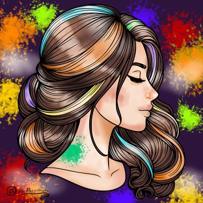 realistic woman's head & hair