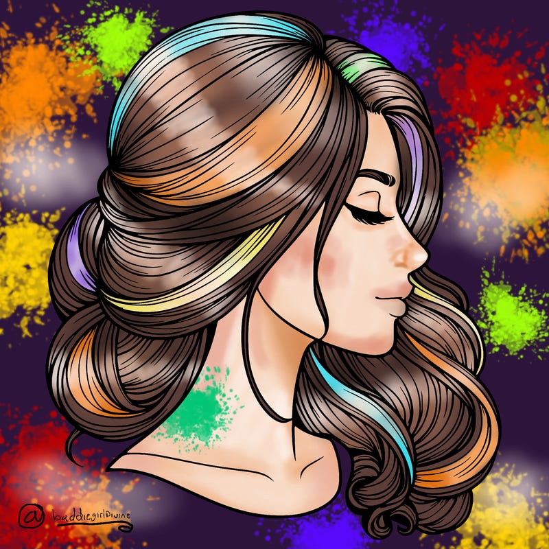 realistic woman's head & hair