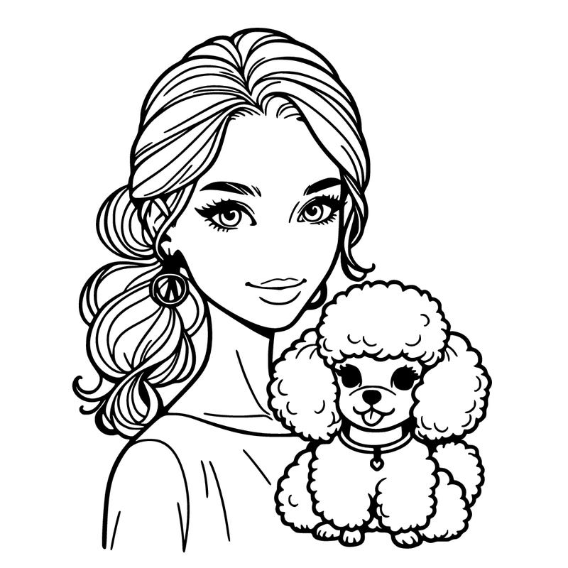 model with a toy poodle