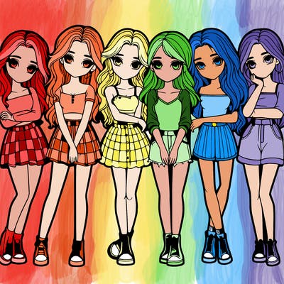 a group of girls realistic