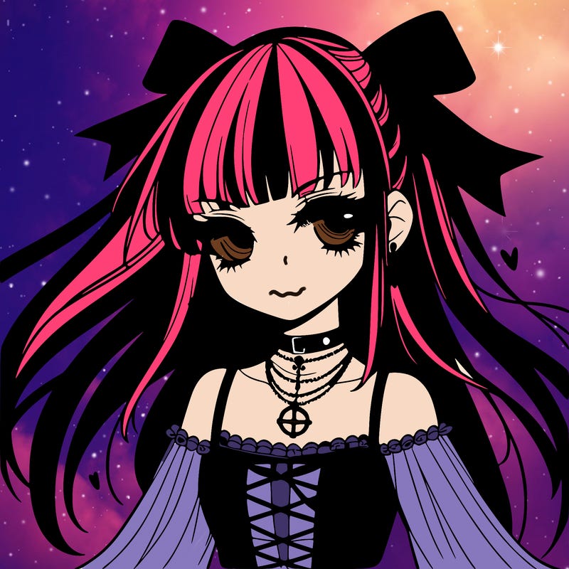 goth anime girl detailed