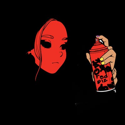 a realistic girl, spray painting