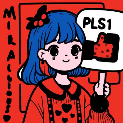 girl holding a "pls 1 like" sign.