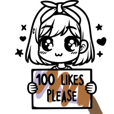 girl holding sign saying 100 likes please