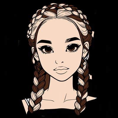 realistic girl with braids