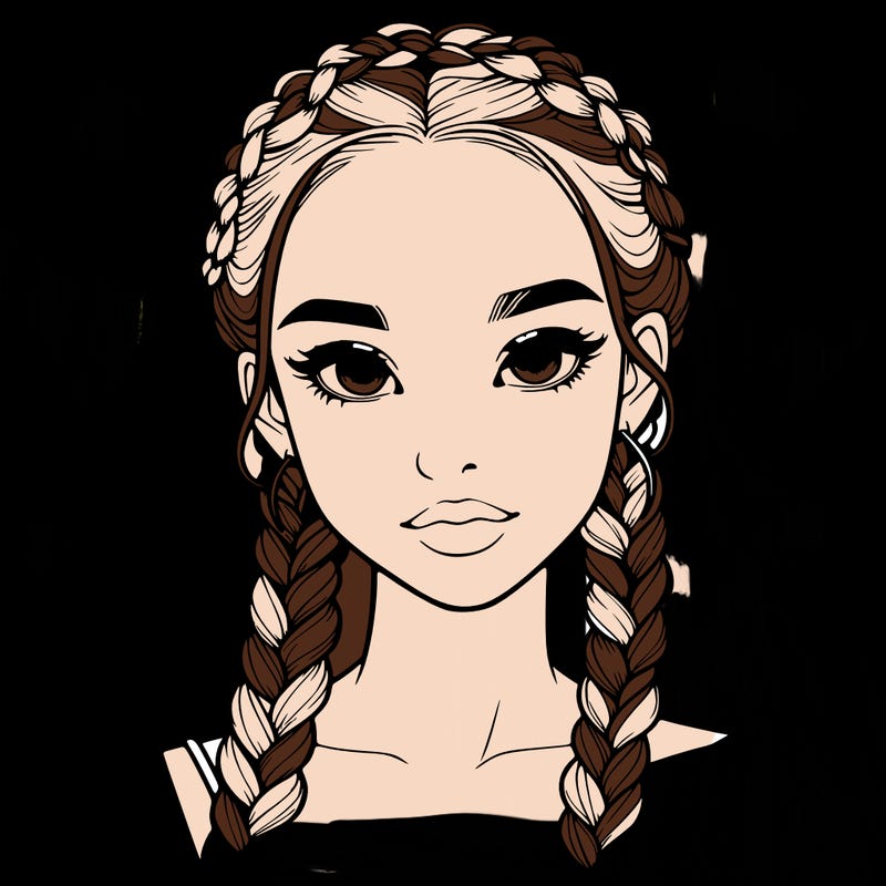 realistic girl with braids