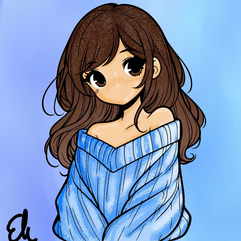 shy pretty girl wearing a sweater that is falling off one shoulder portrait