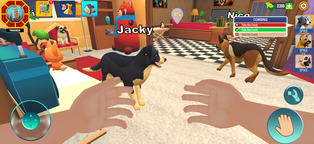 Virtual Dog Care Animal Games - First person gameplay of a virtual dog care and rescue simulation