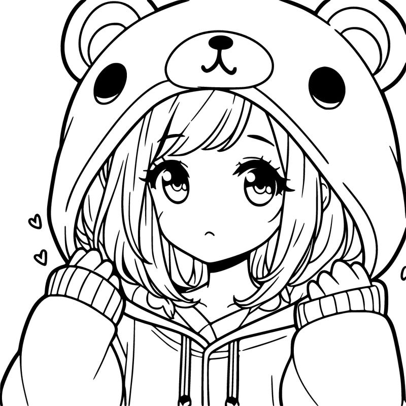 girl with bear hooddie