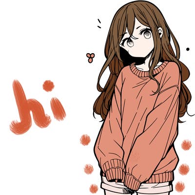 manga teen girl  in a sweater and baggy pants