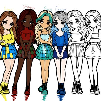 a group of girls realistic