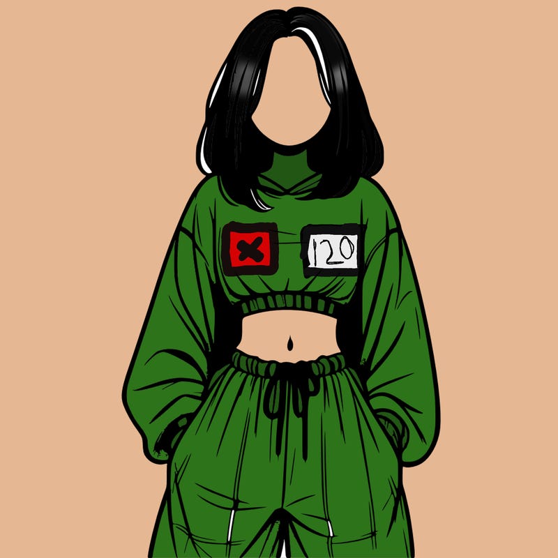 realistic girl faceless with baggy pants and a crop top