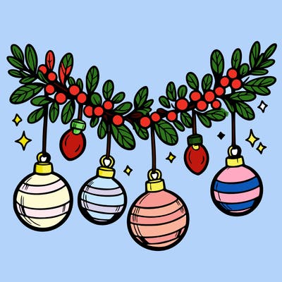 christmas garland with big bulbs