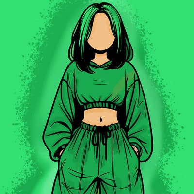 realistic girl faceless with baggy pants and a crop top