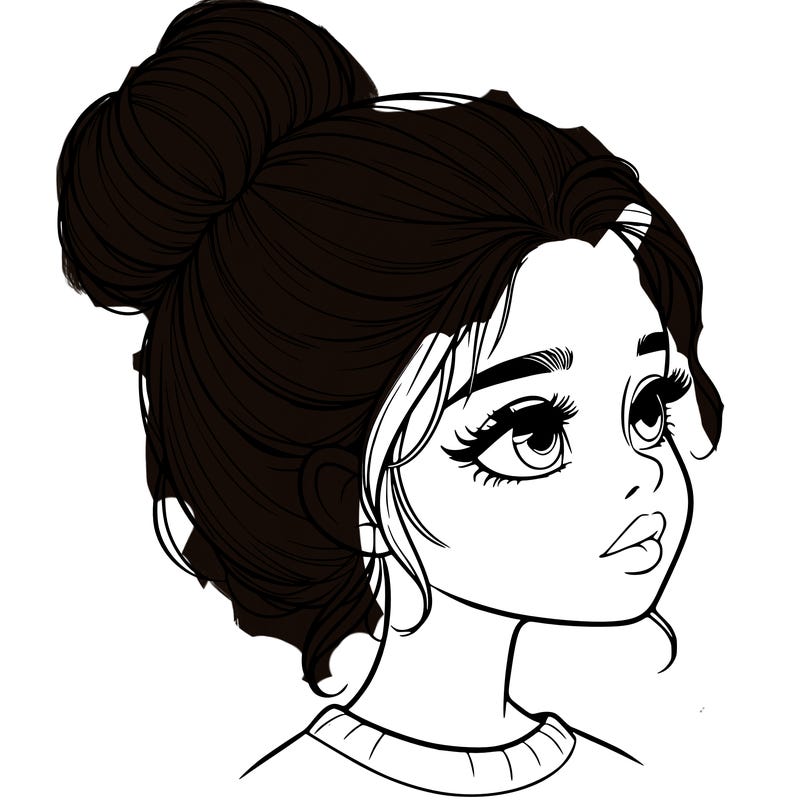 realistic girl with bun