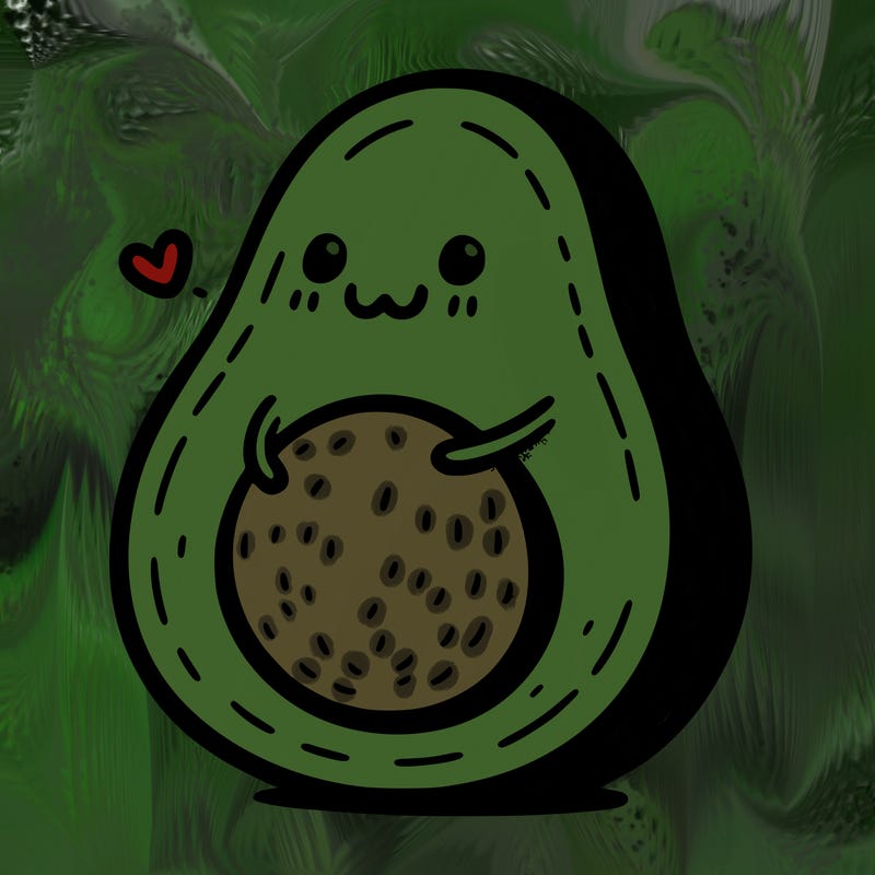 an avocado hugging an avocado
