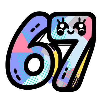 the numbers 67