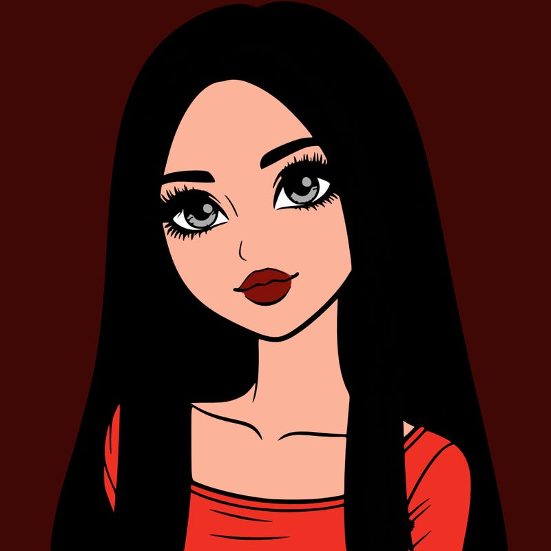 realistic girl with straight and long hair