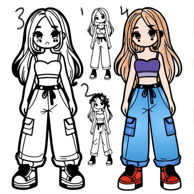 girl with crop top and bagy pants