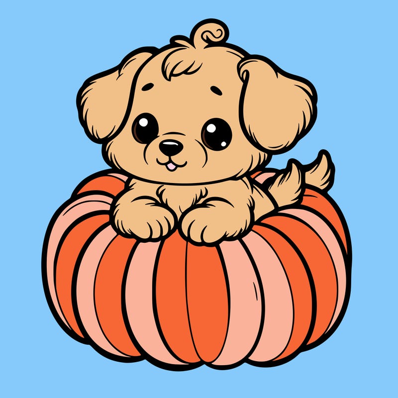 cute little puppy in a pumpkin