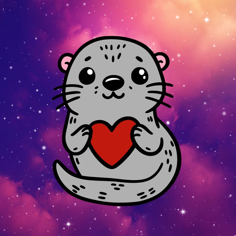 otter with a heart