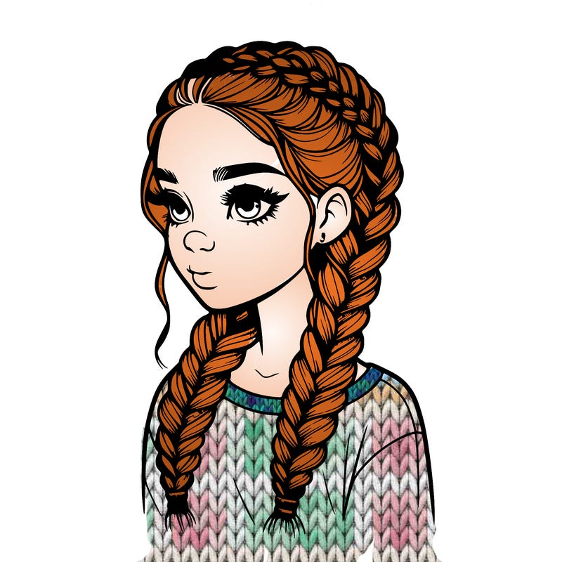 realistic girl with braids
