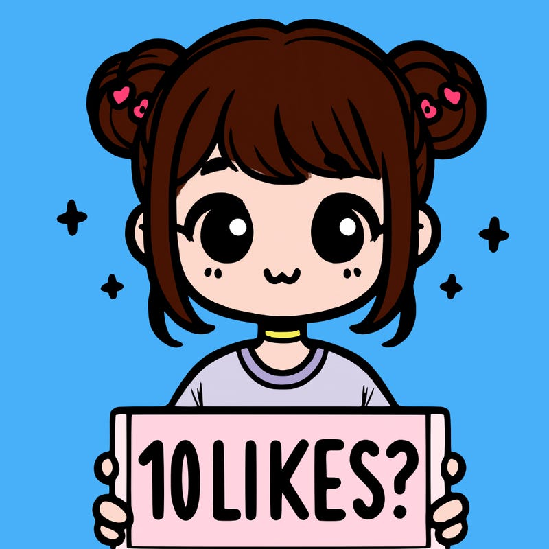 cute girl that is holding a sign that says 10 likes?